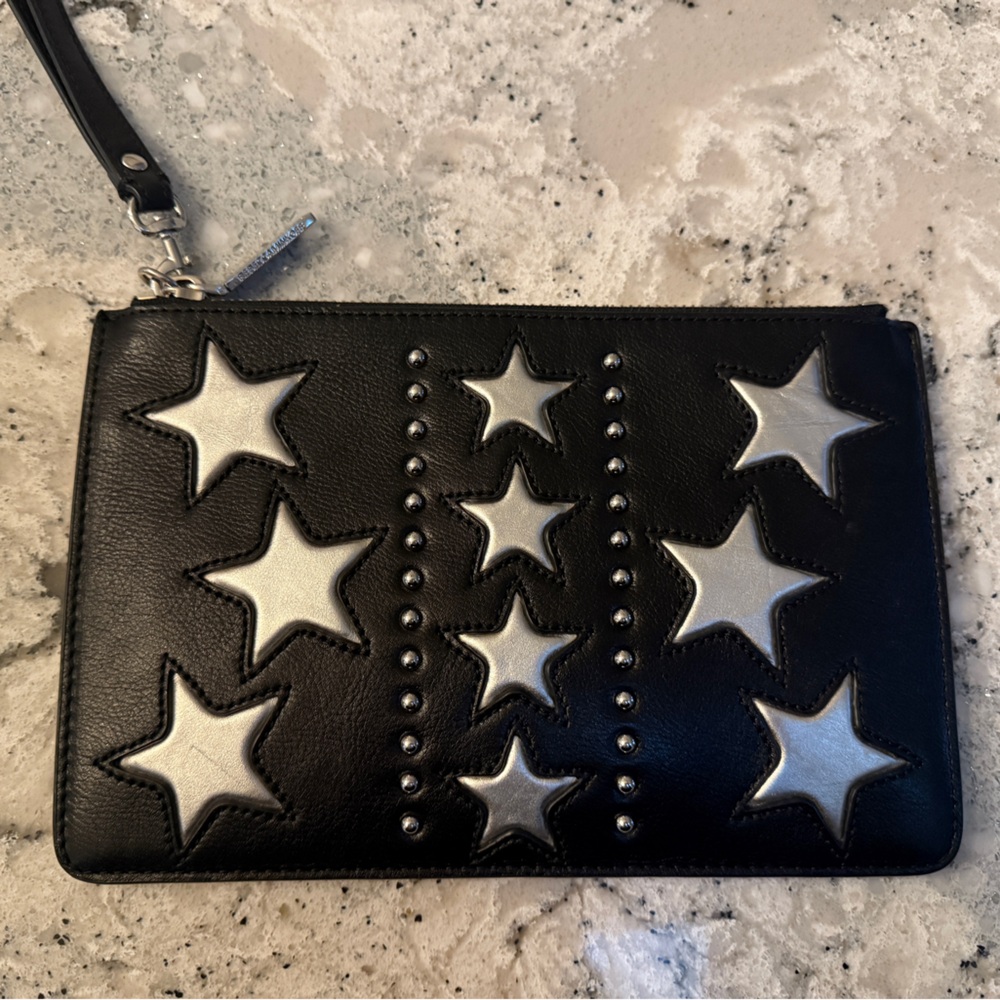 Rebecca Minkoff Black and Silver Star Wristlet Clutch